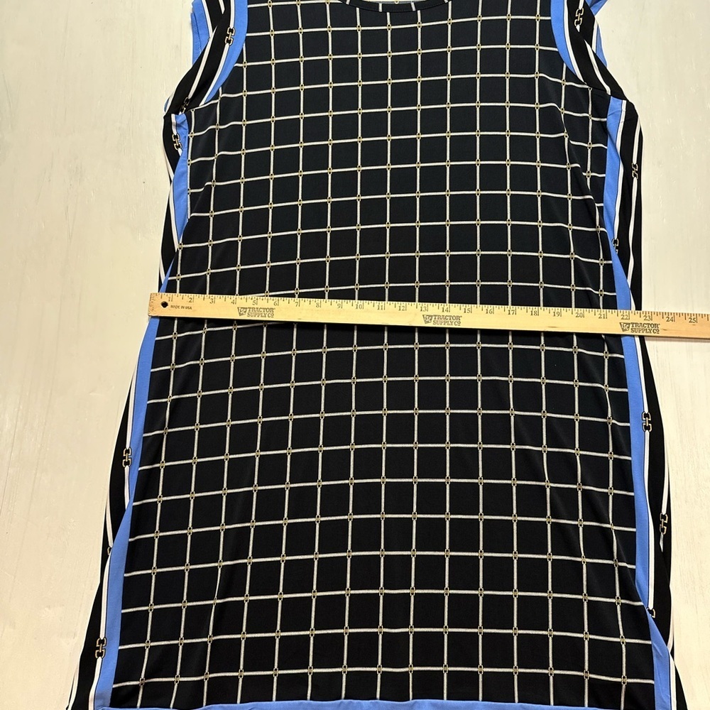 Michael Michael Kors Dress 2X Navy Chain Grid Print Shift Midi NWT - Picture 5 of 11